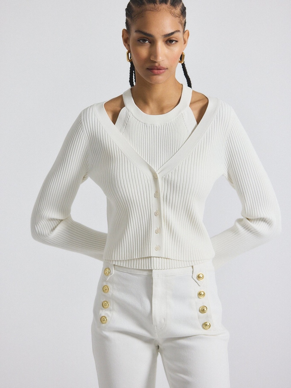 Derek Lam 10 Crosby LONNIE KNIT LAYERED CARDIGAN NWT